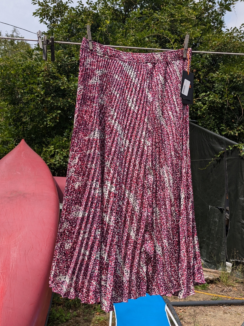 Hugo Boss Magenta Pleated Midi Skirt